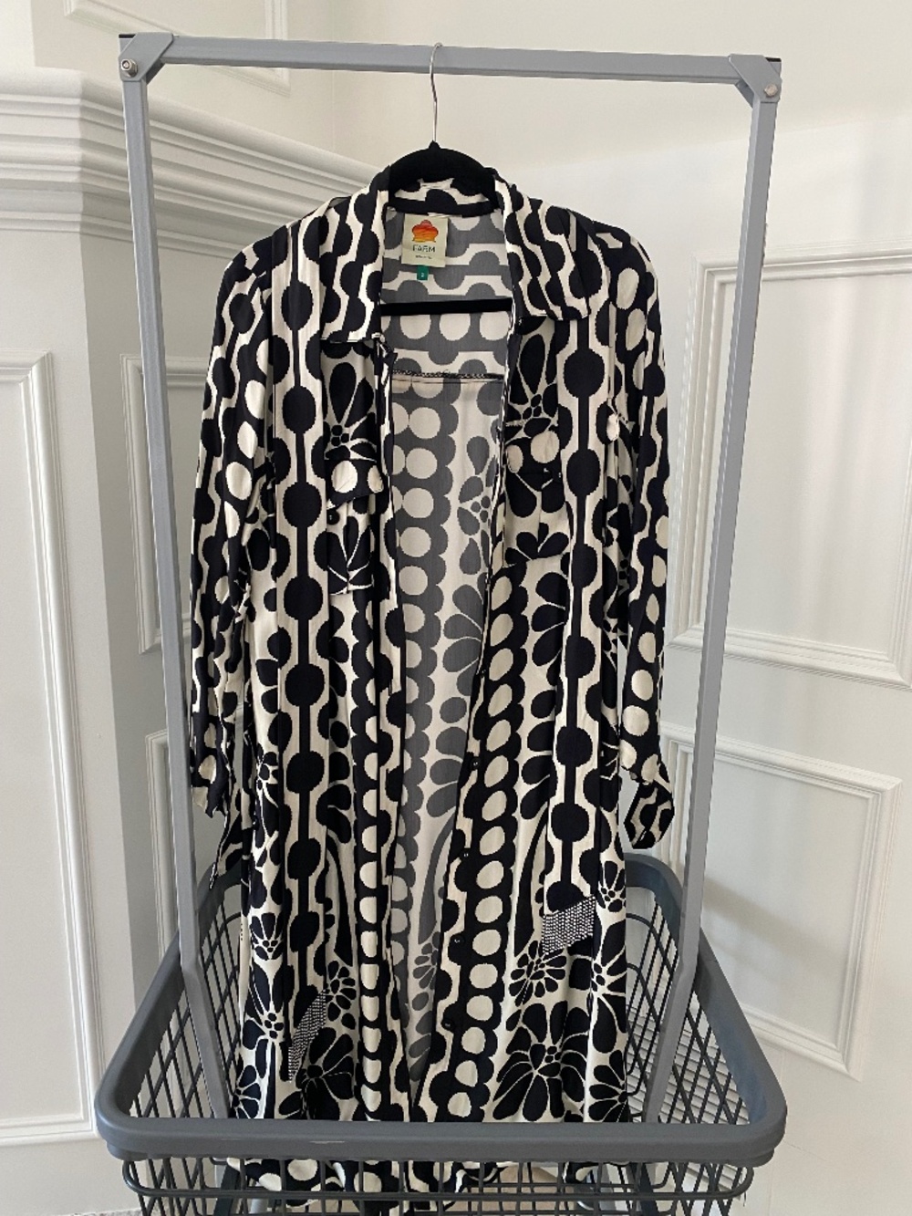 Black and White Farm Rio Wrap Dress - Size S